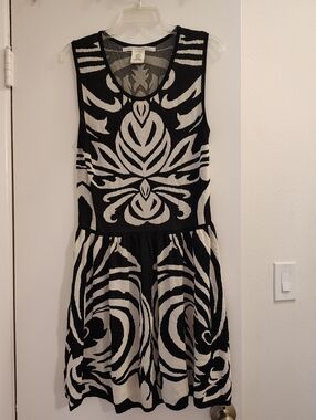 Max Studio Black and White Graphic Knit Dress